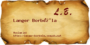 Langer Borbála névjegykártya